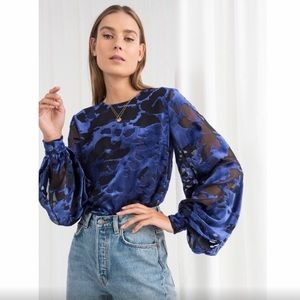 & Other Stories Crushed Velvet Sheer Blouse
